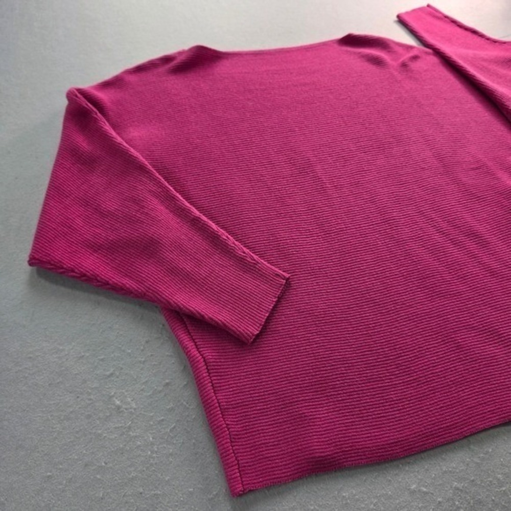 Esperanza Magenta Pink Ribbed Boat Neck Dolman Sleeve Sweater Womens Large